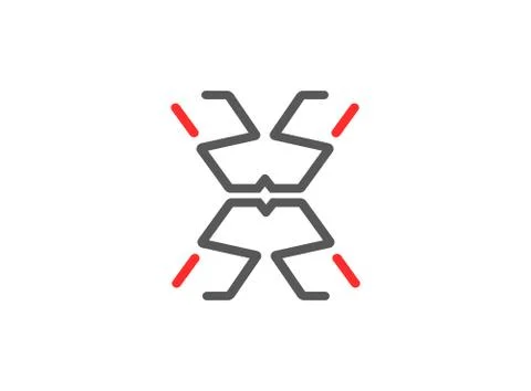 X vector letter, modern desing. Line stroke, unique font. For poster, logo, b Stock Illustration