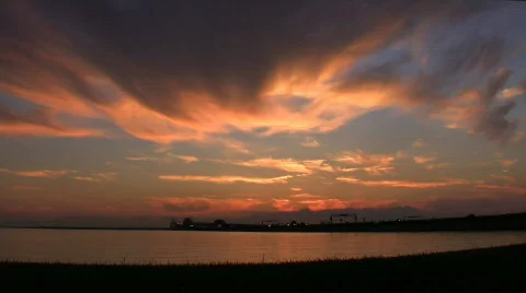 X Wide Bridge n Clouds Stock Footage 488395