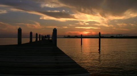 X Wide Sunset With Dock Stock Footage 488397