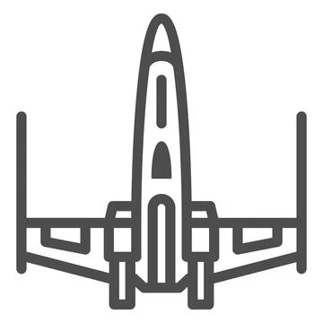 X wing x fighter line icon, star wars concept, x wing starfighter vector sign on Stock Illustration