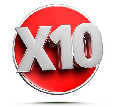 X10 red circle 3D illustration on white background with clipping path. Stock Illustration
