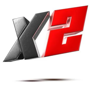 X2 3D rendering on white background.(with Clipping Path). Stock Illustration