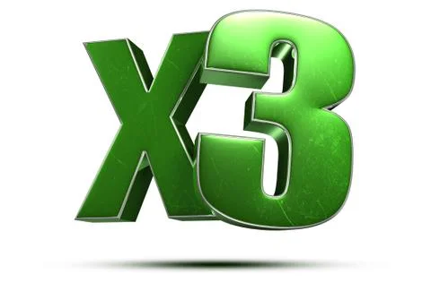 X3 3d green on white background.(with Clipping Path). Stock Illustration