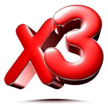 X3 red 3D illustration on white background with clipping path. Stock Illustration