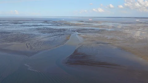 X5S 025602 aerial Eems De Hond Stock Footage 100492485