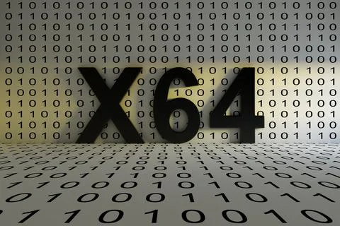 X64 concept text sunlight 3D illustration 스톡 일러스트