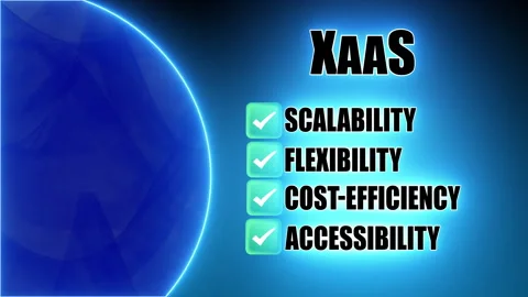 XaaS - Neon text on blue background Stock Footage 302482127