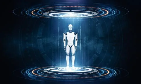 XAI 3D rendering robot humanoid in sci fi fantasy world 스톡 일러스트