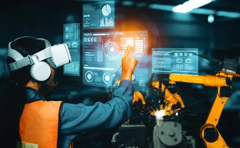 XAI Advanced robot arm system for digital industry and factory robotic Foto stock
