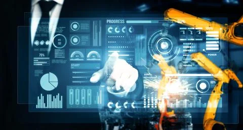 XAI Advanced robot arm system for digital industry and factory robotic Foto stock