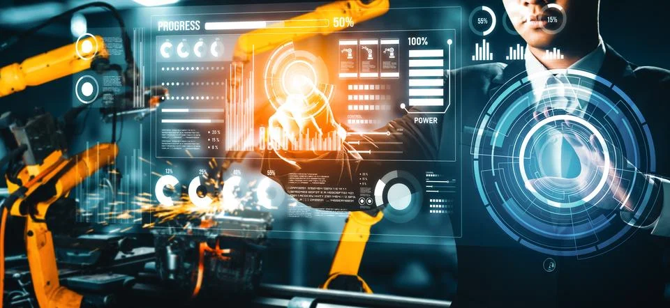 XAI Advanced robot arm system for digital industry and factory robotic Foto stock