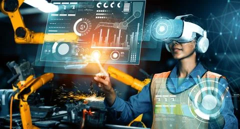 XAI Advanced robot arm system for digital industry and factory robotic Foto stock