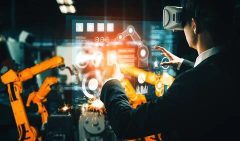 XAI Advanced robot arm system for digital industry and factory robotic Stock Photos