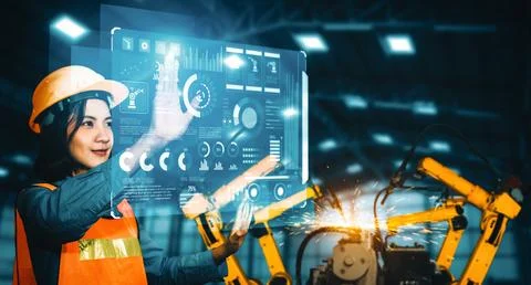 XAI Advanced robot arm system for digital industry and factory robotic Stock Photos