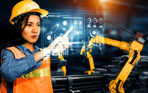 XAI Advanced robot arm system for digital industry and factory robotic Foto stock