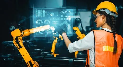 XAI Advanced robot arm system for digital industry and factory robotic Foto stock