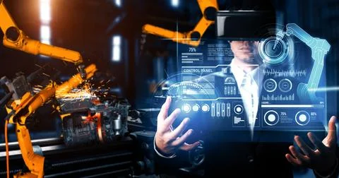 XAI Advanced robot arm system for digital industry and factory robotic Foto stock