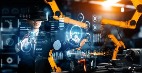 XAI Advanced robot arm system for digital industry and factory robotic Stock Photos