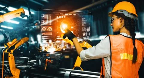 XAI Advanced robot arm system for digital industry and factory robotic Stock Photos