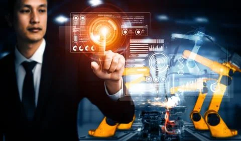 XAI Advanced robot arm system for digital industry and factory robotic Stock Photos