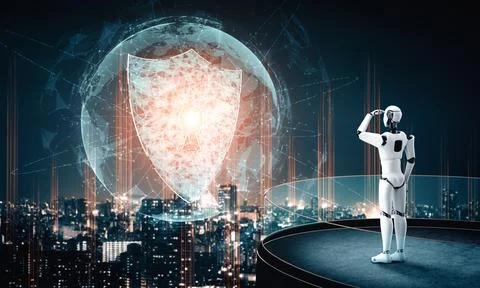 XAI AI robot using cyber security to protect information privacy 스톡 일러스트