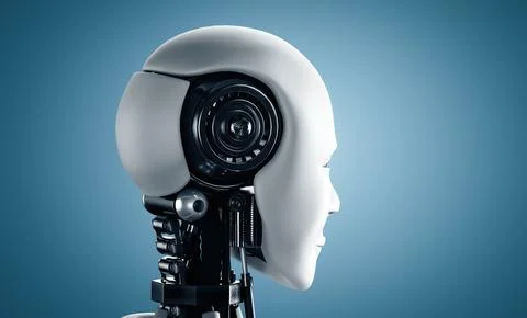 XAI Back view of humanoid AI robot head Stock Illustration