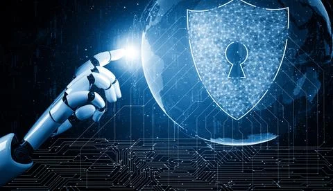 XAI Future artificial intelligence and machine learning for AI droid robot or Stock Illustration