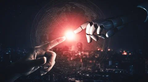 XAI Future artificial intelligence and machine learning for AI droid robot or Illustrazione stock