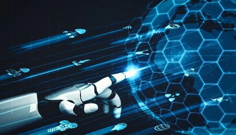 XAI Future artificial intelligence and machine learning for AI droid robot or Stock Illustration