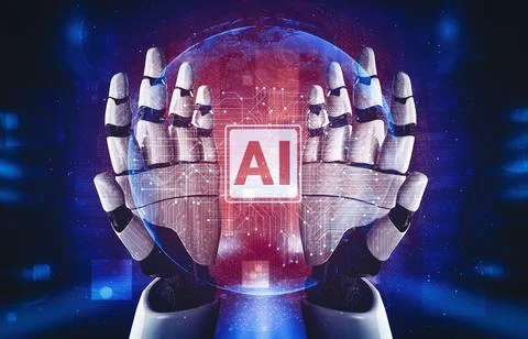 XAI Future artificial intelligence and machine learning for AI droid robot or Illustrazione stock