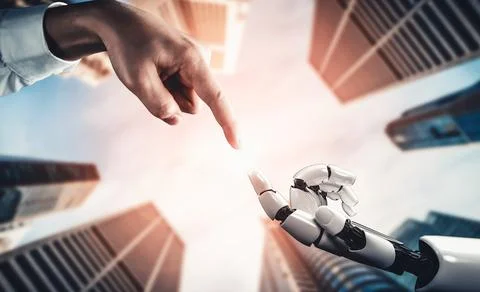 XAI Future artificial intelligence and machine learning for AI droid robot or Illustrazione stock