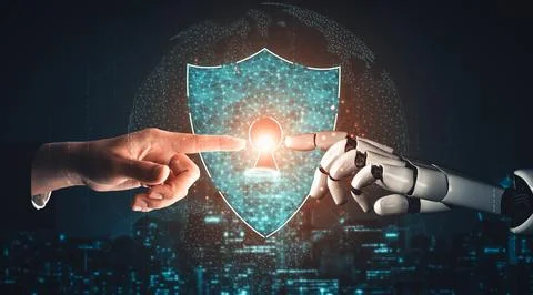 XAI Future artificial intelligence and machine learning for AI droid robot or Stock Illustration