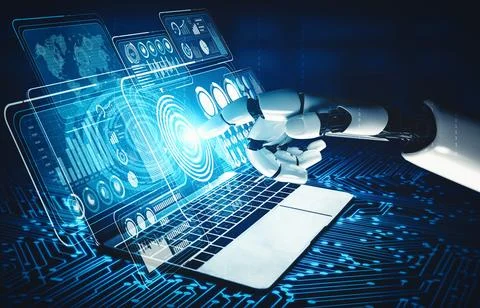 XAI Future artificial intelligence and machine learning for AI droid robot or Stock Illustration