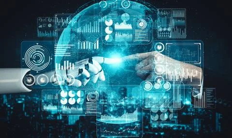 XAI Future artificial intelligence and machine learning for AI droid robot or Stock Illustration