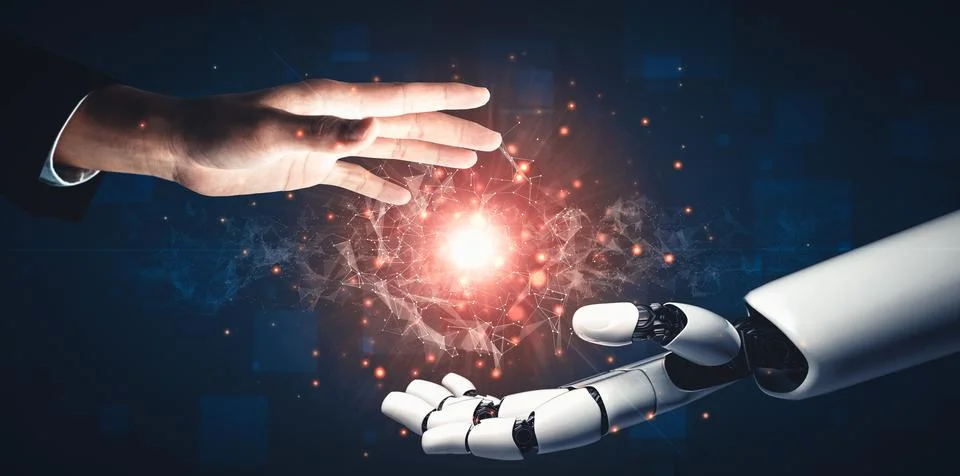 XAI Future artificial intelligence and machine learning for AI droid robot or Illustrazione stock