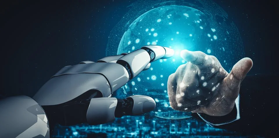 XAI Future artificial intelligence and machine learning for AI droid robot or Illustrazione stock