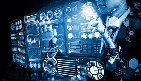 XAI Future artificial intelligence and machine learning for AI droid robot or 스톡 일러스트