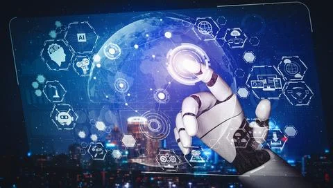 XAI Future artificial intelligence and machine learning for AI droid robot or イラスト素材