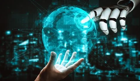 XAI Future artificial intelligence and machine learning for AI droid robot or Stock Illustration