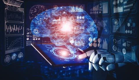 XAI Future artificial intelligence and machine learning for AI droid robot or イラスト素材