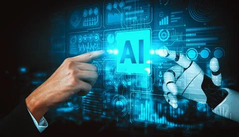 XAI Future artificial intelligence and machine learning for AI droid robot or 스톡 일러스트