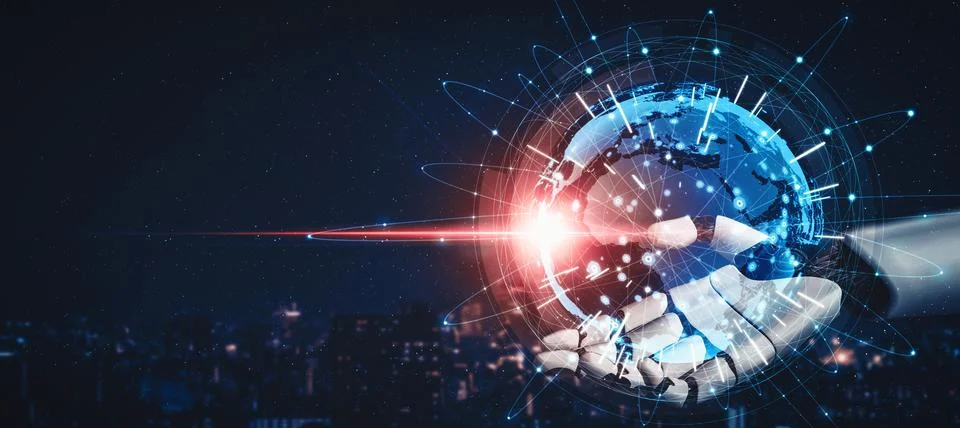 XAI Future artificial intelligence and machine learning for AI droid robot or Stock Illustration