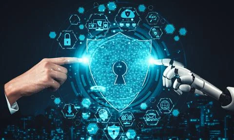 XAI Future artificial intelligence and machine learning for AI droid robot or Illustrazione stock