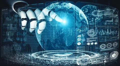 XAI Future artificial intelligence and machine learning for AI droid robot or イラスト素材
