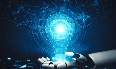 XAI Future artificial intelligence and machine learning for AI droid robot or Stock Illustration