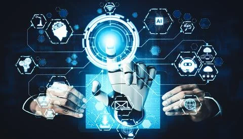 XAI Future artificial intelligence and machine learning for AI droid robot or イラスト素材