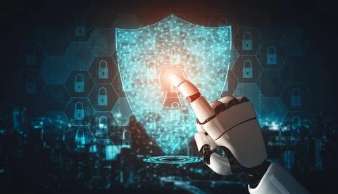 XAI Future artificial intelligence and machine learning for AI droid robot or Stock Illustration