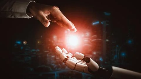 XAI Future artificial intelligence and machine learning for AI droid robot or Illustrazione stock