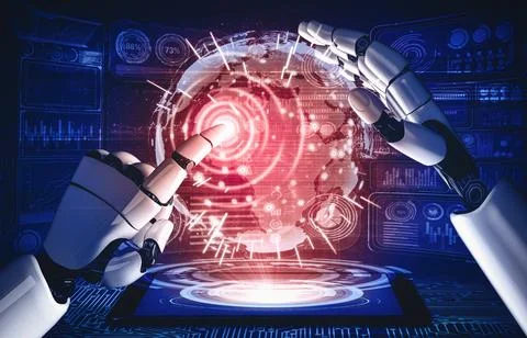 XAI Future artificial intelligence and machine learning for AI droid robot or Stock Illustration