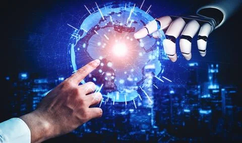 XAI Future artificial intelligence and machine learning for AI droid robot or Stock Illustration